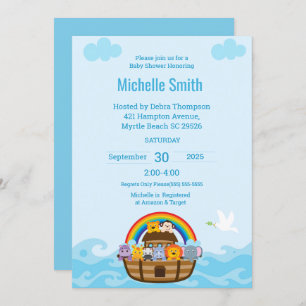 Noah's Ark Baby Gender Neutral Shower Invitation