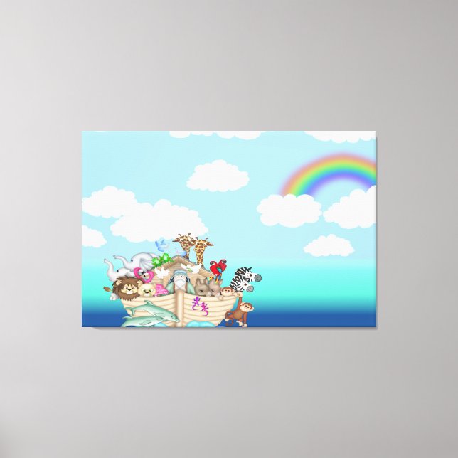 Noah's Ark Baby Nursery Art Wall Canvas (Front)