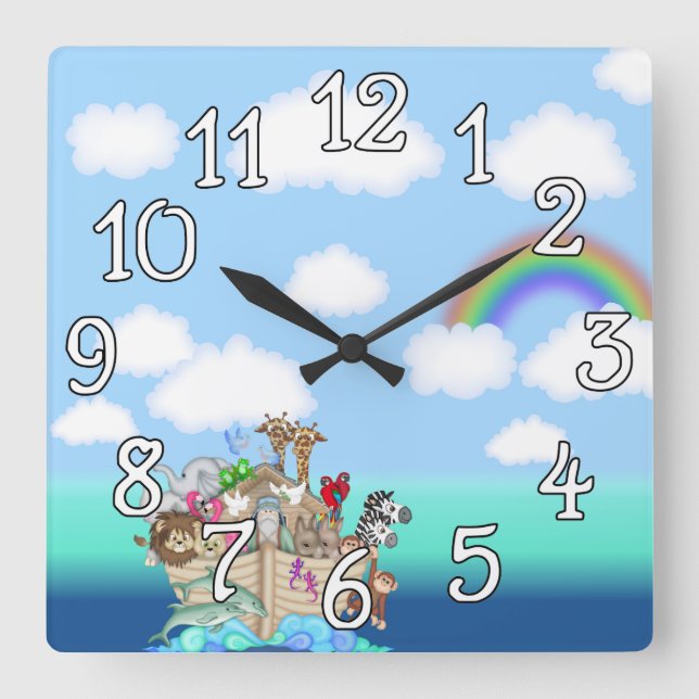 Noahs Ark Baby Nursery Wall Clock (Front)