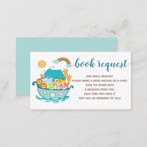 Noahs Ark Baby Shower Book Request Enclosure Card