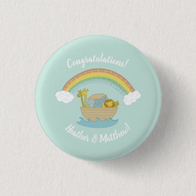 Noah's Ark Baby Shower Button (Front)