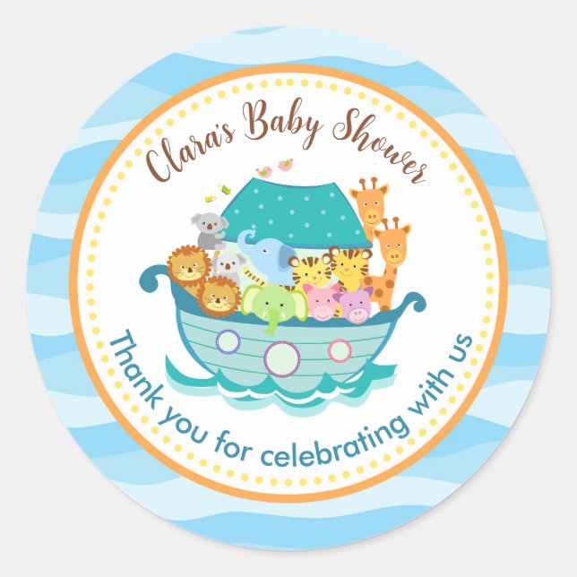 Noah's Ark Baby Shower Customized Stickers (Front)