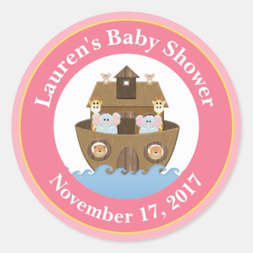 Noahs Ark Baby Shower Favor Stickers Baby Girl