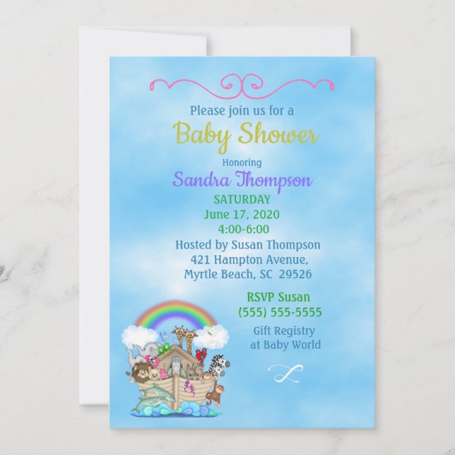 Noah's Ark Baby Shower Invitation (Front)