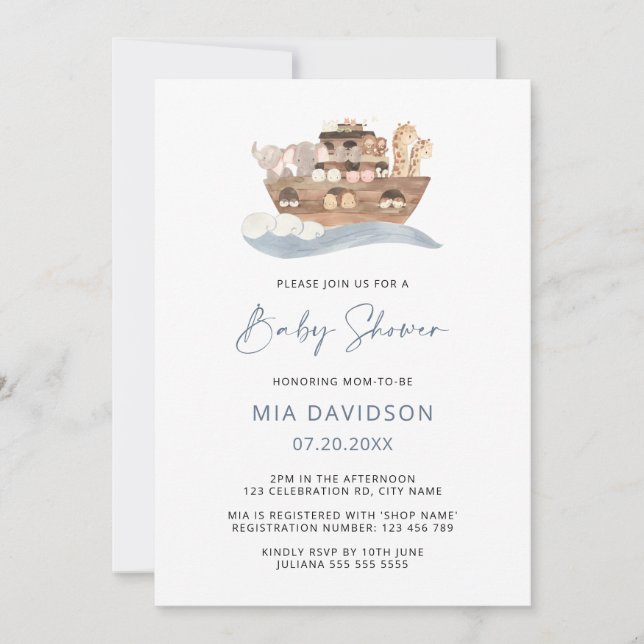 Noah's Ark Baby Shower Invitation (Front)
