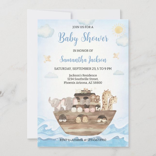 Noah's Ark Baby Shower Invitation (Front)