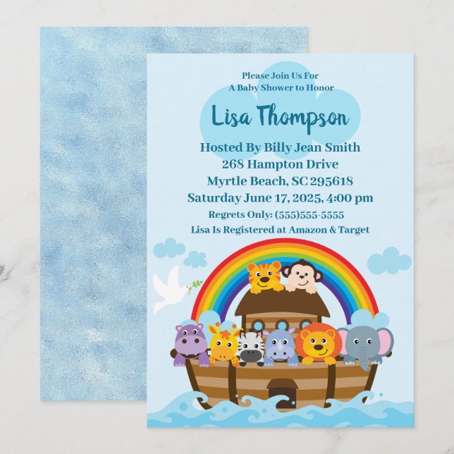 Noah's Ark Baby Shower Invitation (Front/Back)