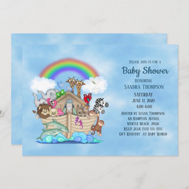 Noah's Ark Baby Shower Invitation (Front/Back)