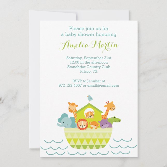 Noah's Ark Baby Shower Invitation (Front)