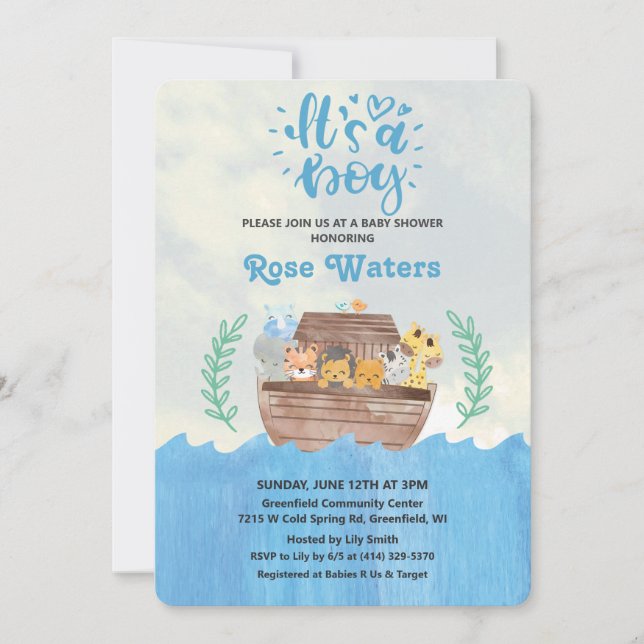 Noah's Ark Baby Shower Invitation (Front)