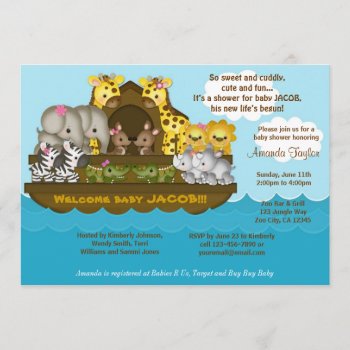 Noah's Ark Baby Shower Invitation by TooCuteInvites at Zazzle