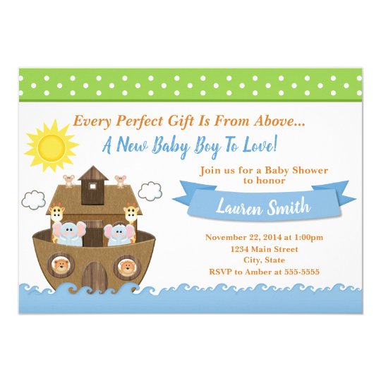 Noah's Ark Baby Shower Invitation Boy Baby Shower | Zazzle.com