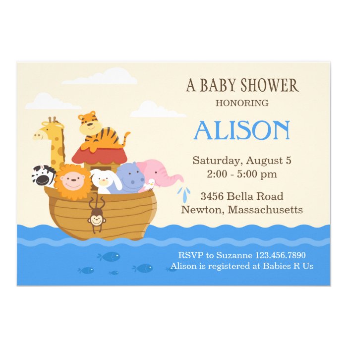 Noah's Ark Baby Shower Invite