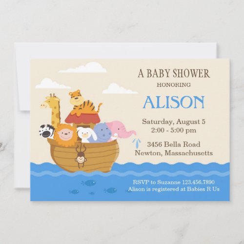 Noah's Ark Baby Shower Invite