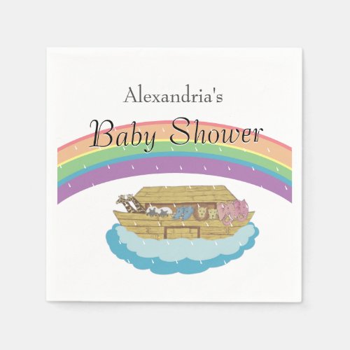 Noahs Ark Baby Shower Rainbow gender neutral Napkins
