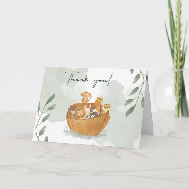 Noah's Ark Baby Shower Thank You Card (Front)