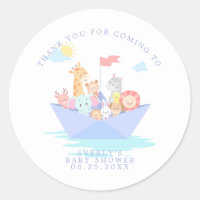 Noah's Ark Baby Shower Thank You Classic Round Sticker