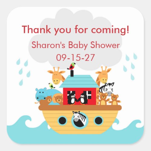Noahs Ark Baby Shower thank you favor sticker