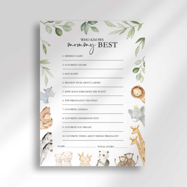 Noah's Ark Baby Shower Who Knows Mommy Best Game Invitation (Creator Uploaded)