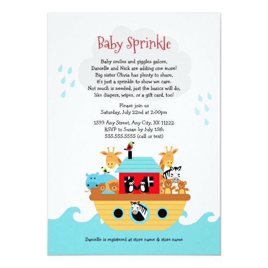 Noah S Ark Baby Sprinkle Invite Shower Invitation Zazzle Noah S Ark Baby Sprinkle Invite Shower Invitation