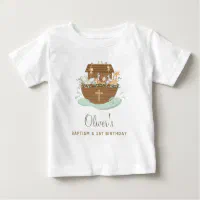 Noah s Ark Baptism Christening 1st Birthday Party Baby T Shirt Zazzle