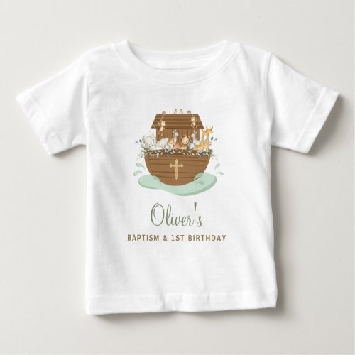 Noahs Ark Baptism Christening 1st Birthday Party  Baby T_Shirt