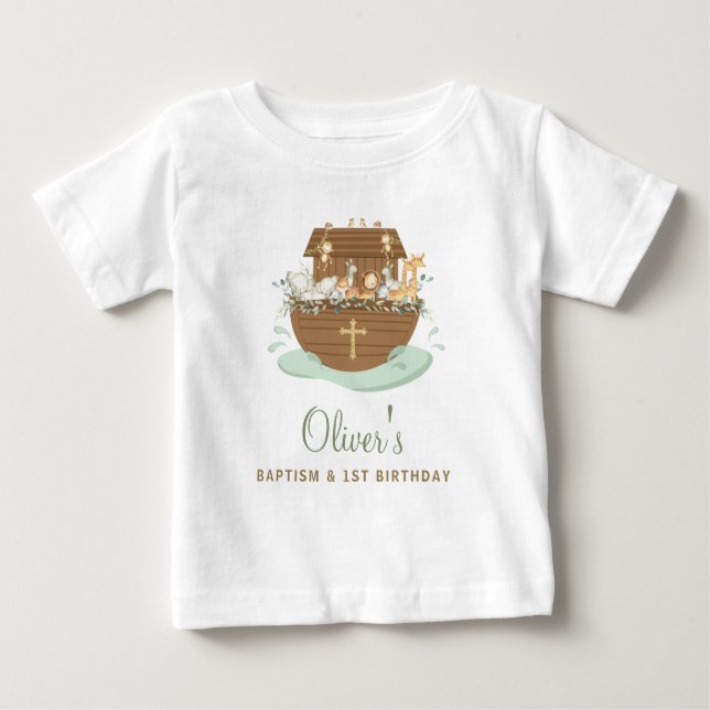 Noah's Ark Baptism Christening 1st Birthday Party  Baby T-Shirt (Front)