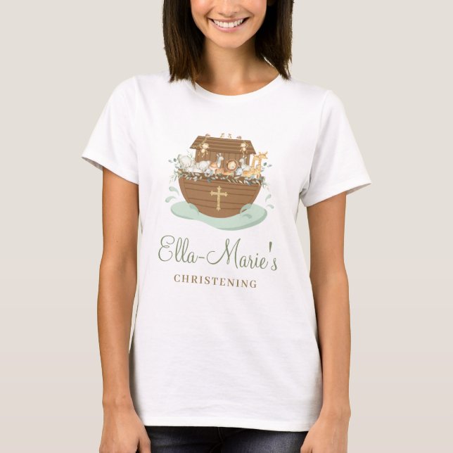 Noah's Ark Baptism Christening 1st Birthday Party T-Shirt (Front)
