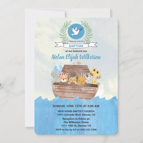 Noahs Ark Baptism Invitation