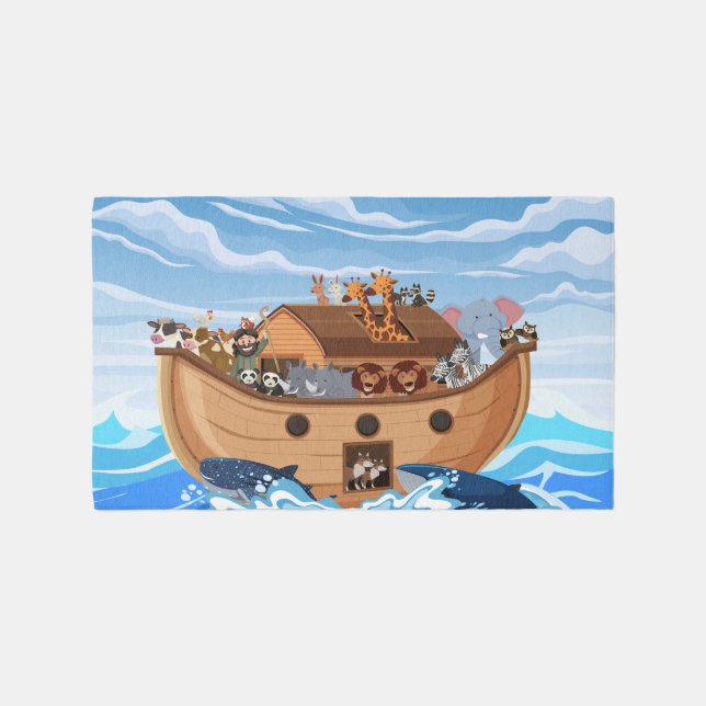 Noah's Ark Bible Story Area Rug for Kids (Front)