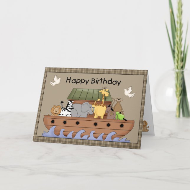 Noah's Ark Birthday Greeting Card (Front)