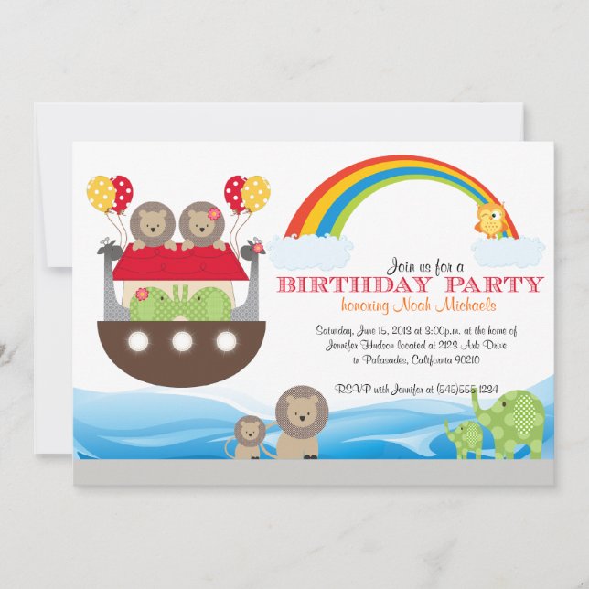 Noah's Ark Birthday Invitation (Front)