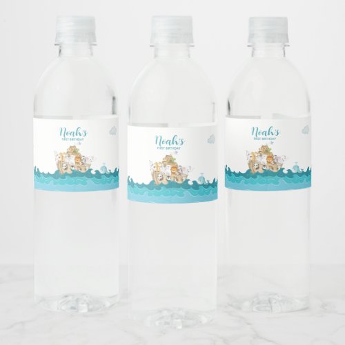 Noahs Ark Birthday Water Bottle label
