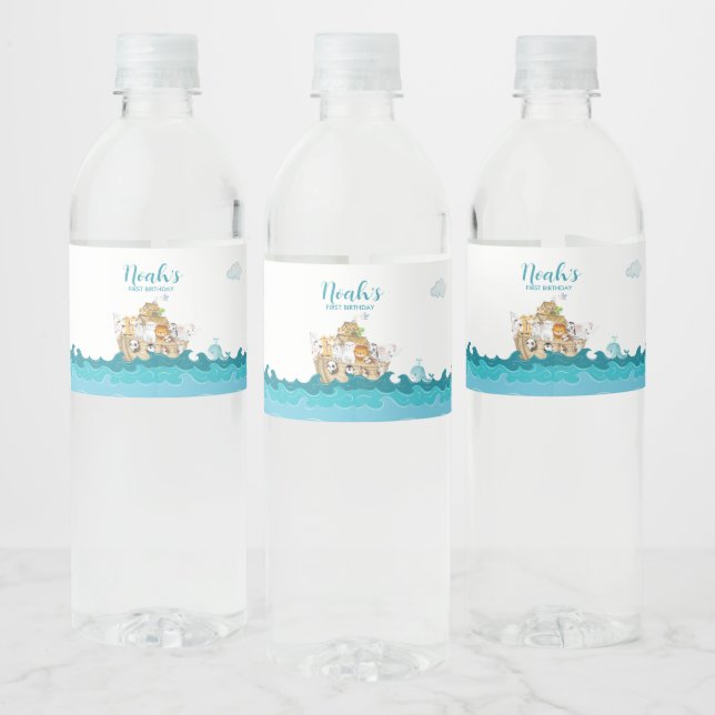 Noah's Ark Birthday Water Bottle label (Bottles)