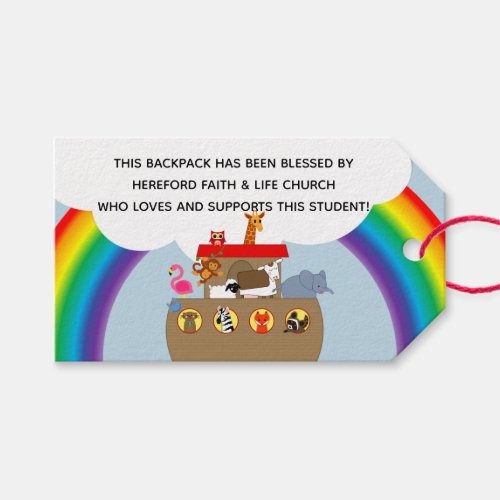 Noahs Ark Blessing of the Backpacks Church Gift Tags