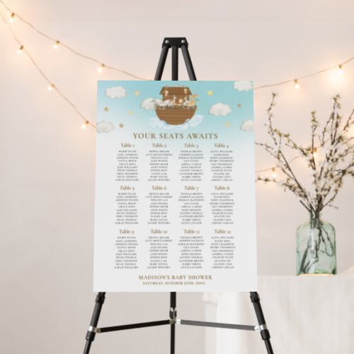 Noahs Ark Blue Baby Shower Seating Chart  Foam Board