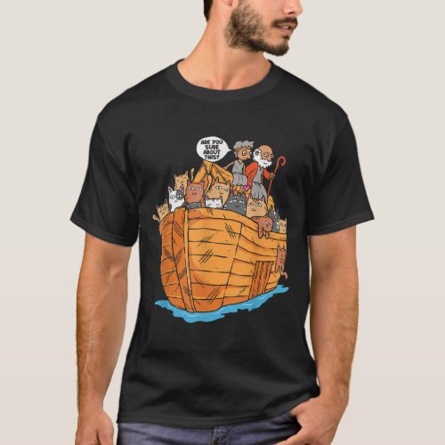 Noahs Ark Boat with Cats Religious Christian Cat L T_Shirt