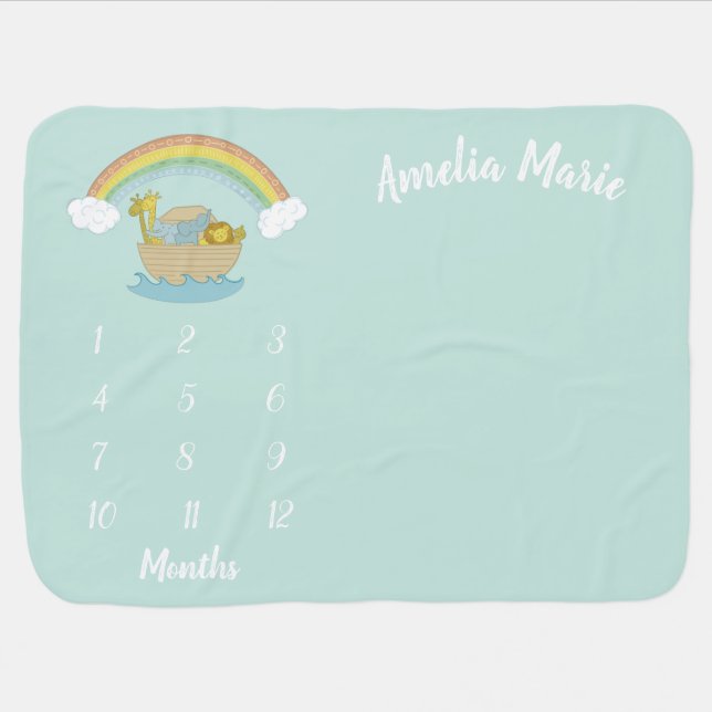 Noah's Ark Boho Baby Shower Baby Blanket (Horizontal)