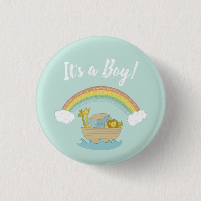 Noah's Ark Boho Baby Shower Button (Front)