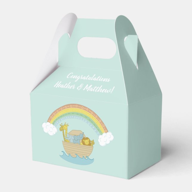 Noah's Ark Boho Baby Shower Favor Boxes (Front Side)