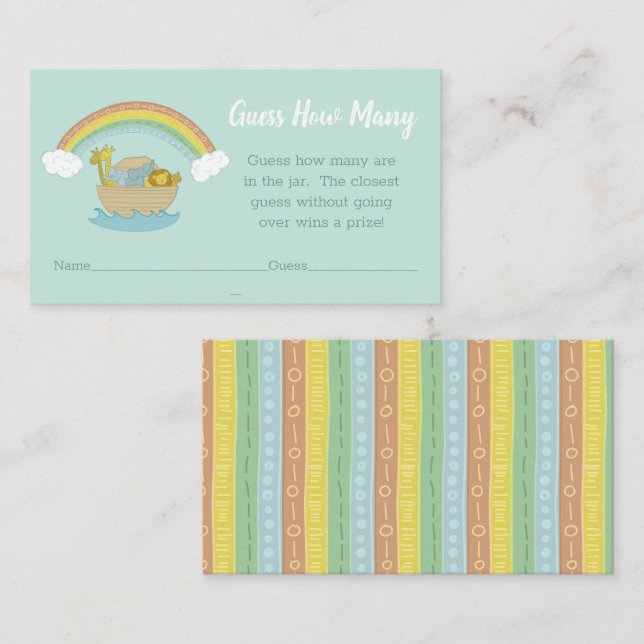 Noah's Ark Boho Baby Shower Guess How Many Game Enclosure Card (Front/Back)