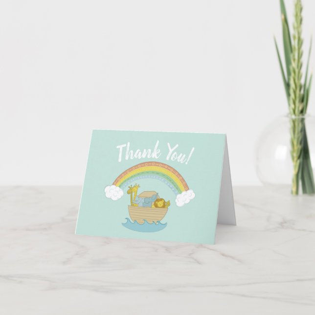 Noah's Ark Boho Baby Shower Thank You Card (Front)