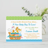 Noah's Ark Boy Baby Shower Invitation 5x7 Card (Standing Front)