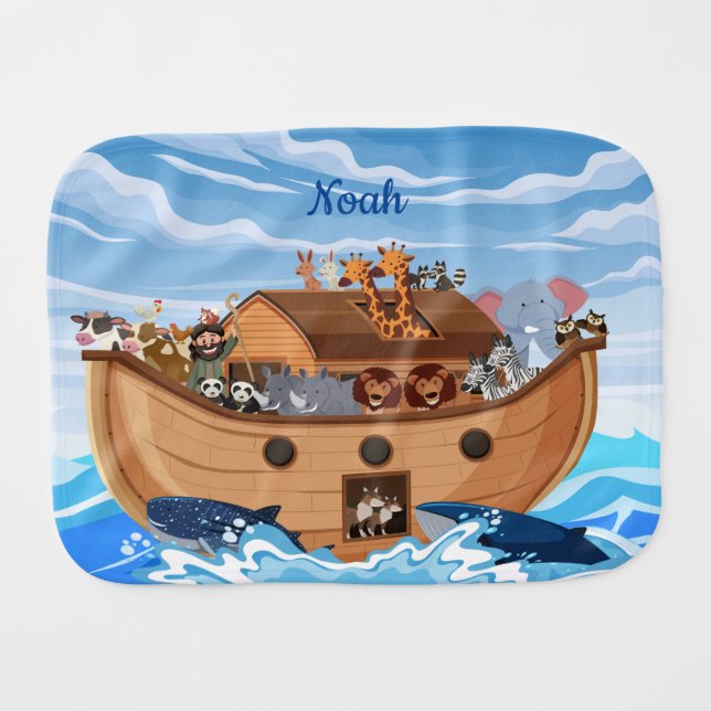 Noah's Ark Burp Cloth – Ultra-Soft & Customizable (Front Horizontal)