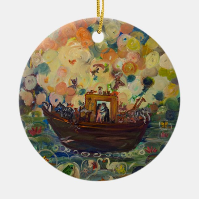 Noah's Ark by Avonelle Kelsey Ceramic Ornament (Front)