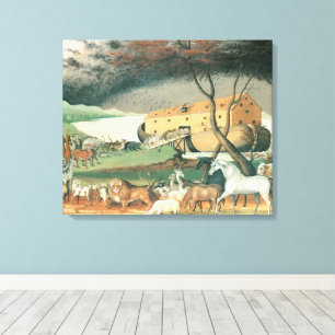 Noah's Ark by Edward Hicks, Vintage Folk Art Canvas Print