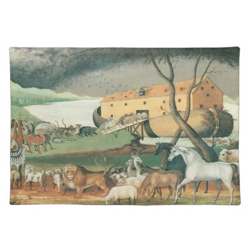 Noahs Ark by Edward Hicks Vintage Folk Art Cloth Placemat