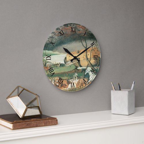 Noahs Ark by Edward Hicks Vintage Folk Art Large Clock