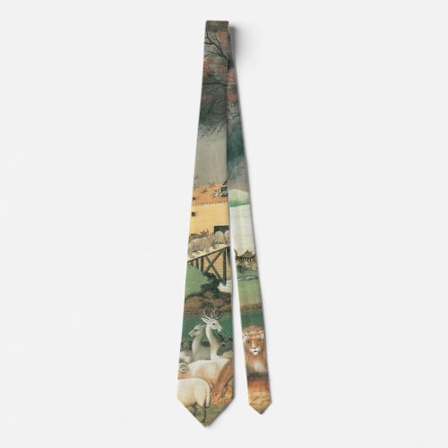 Noahs Ark by Edward Hicks Vintage Folk Art Neck Tie