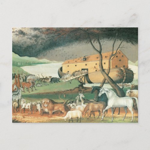 Noahs Ark by Edward Hicks Vintage Folk Art Postcard